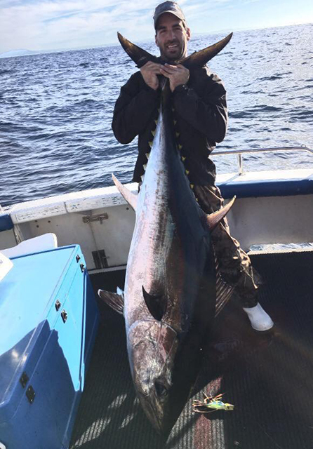 ANGLER: Michael Muscat  SPECIES: Southern Bluefin Tuna  WEIGHT: 90kg LURE: JB Little Dingo.